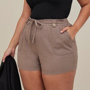 NEW Torrid 5 Inch Pull On Linen Blend Mid-Rise Shorts Nutmeg Brown Plus Size 16
